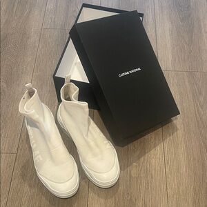 CNC Costume National White High-Top Slip-On Sneakers